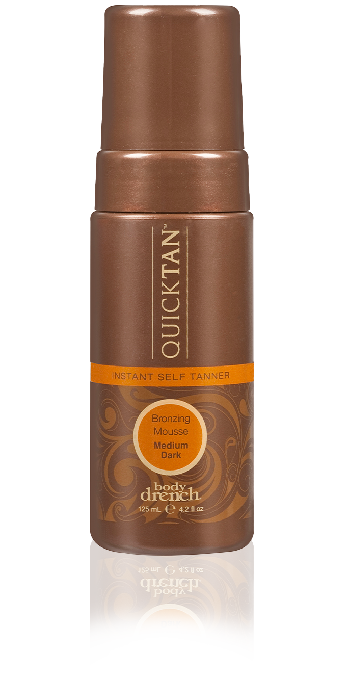 Body Drench QuickTan Bronzing Mousse Medium Dark – Instant self-tanning mousse for a streak-free, bronzed glow in a medium-dark shade.