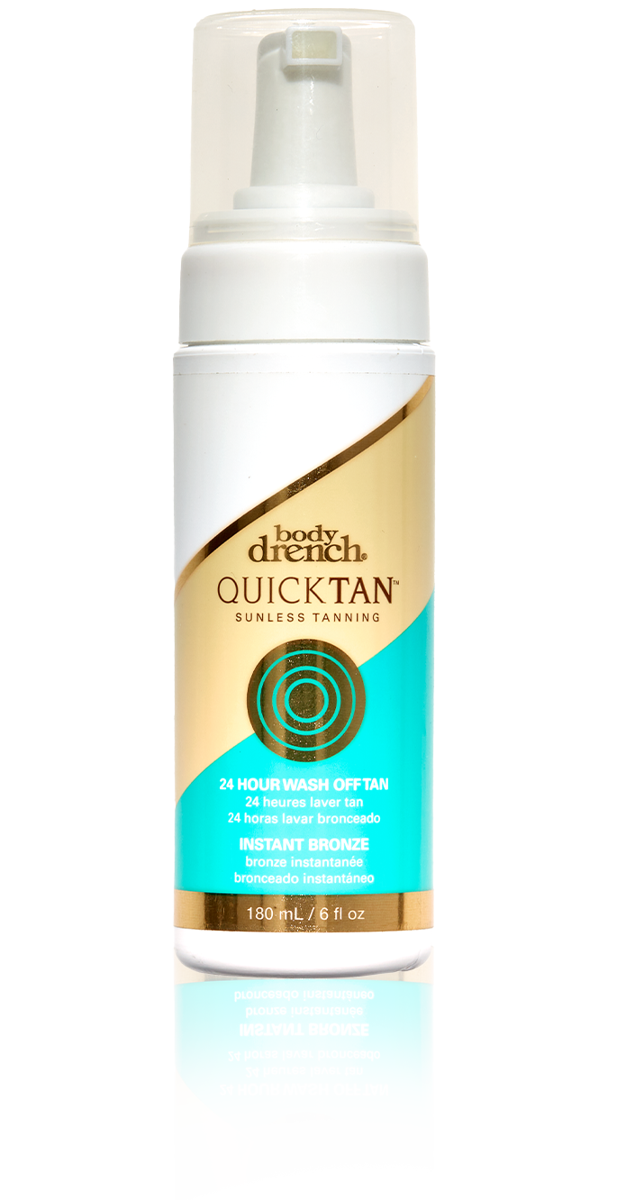 Body Drench Quick Tan 24-Hour Wash-Off Tan, instant bronze glow with easy removal, 180ml.