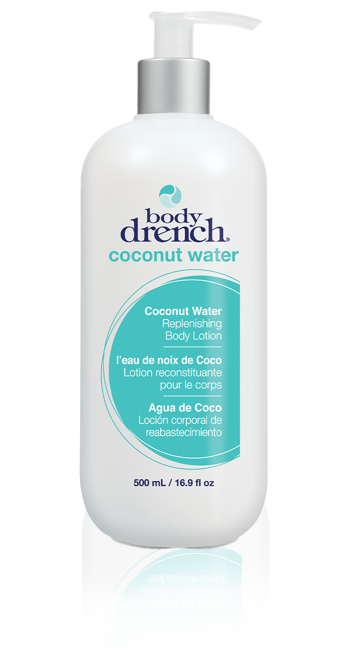 Body Drench Coconut Water Replenishing Body Lotion, deeply hydrating formula for soft skin, 500ml.